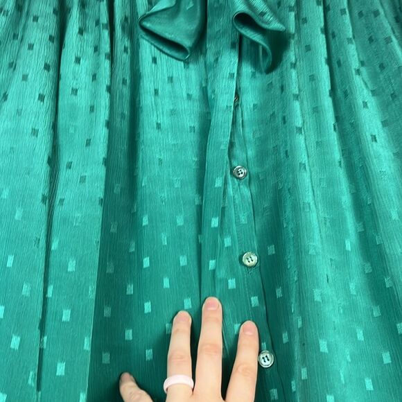 Vintage Green Lightweight Long Sleeve Button Up Koret Blouse - Picture 3 of 6